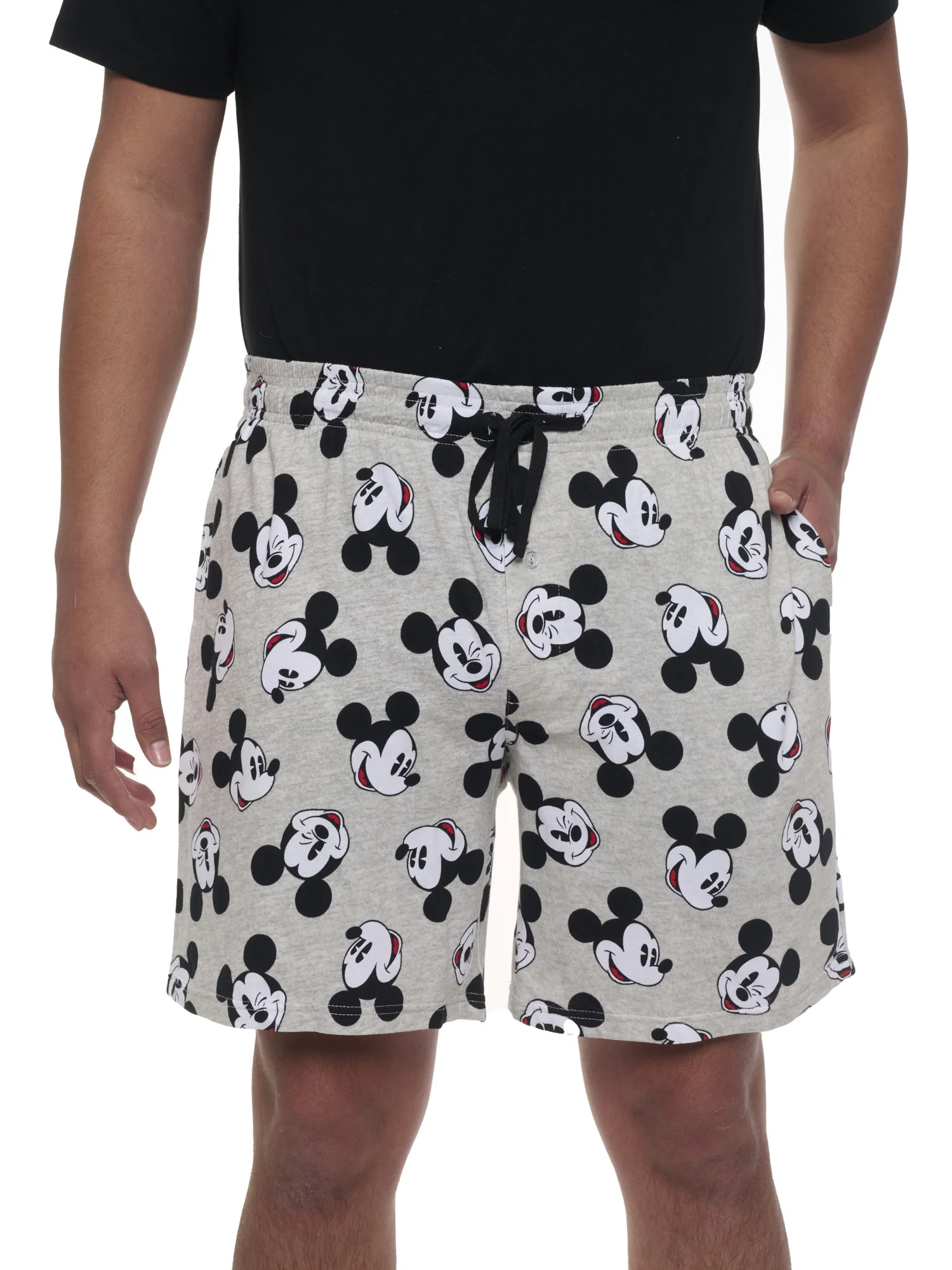 Mens Disney Mickey Mouse Pajama Sleep Shorts Gray Black Pockets | Walmart (US)