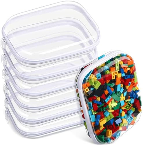 Sanwuta 6 Pcs Clear Hard Zipper Case Hard Plastic Zipper Pouches Makeup Bag Pencil Pouches Transp... | Amazon (US)