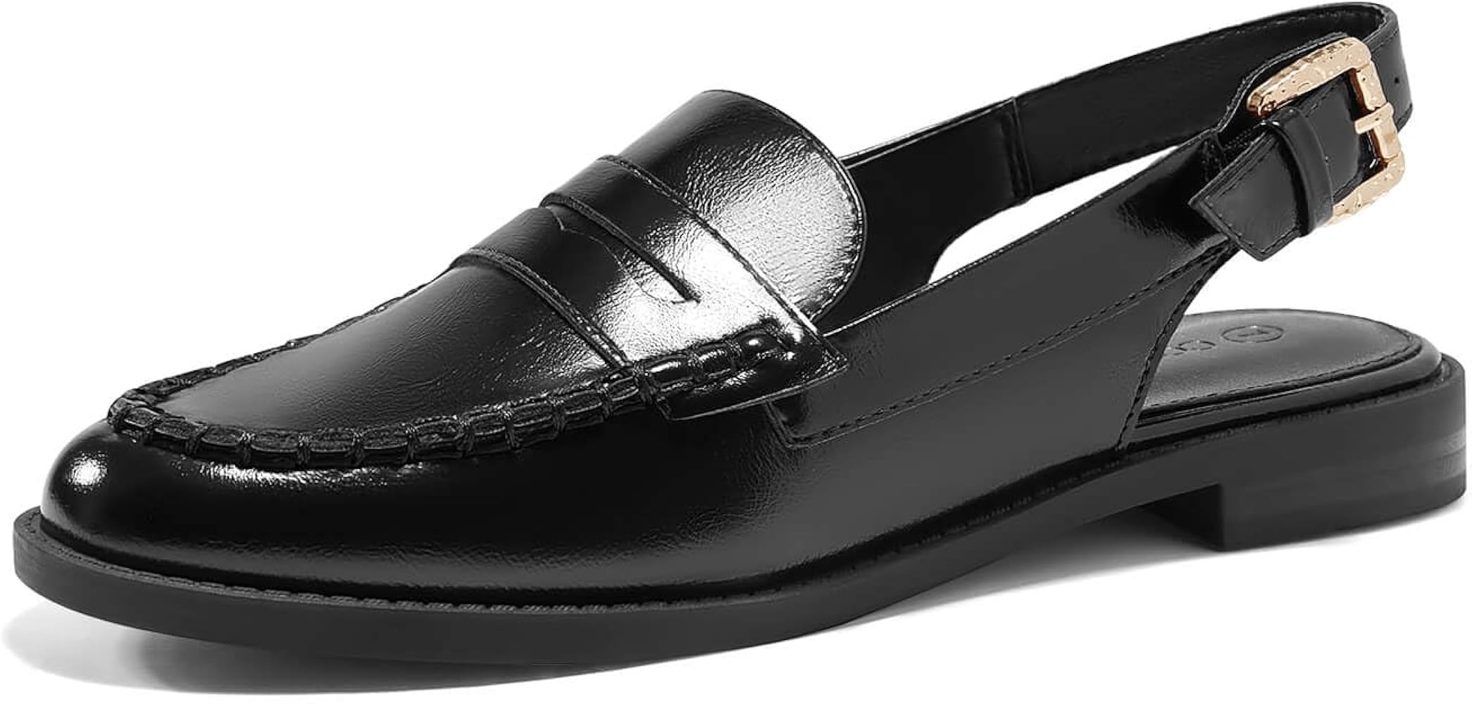 Coutgo Women's Slingback Loafers Comfortable Pointed Toe Chunky Low Heel Adjustable Buckle Strap ... | Amazon (US)