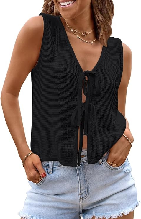 LILLUSORY Womens Summer Tops Beach Vacation Spring Outfits Cute Y2K Trendy Sweater Vest 2026 Tank... | Amazon (US)