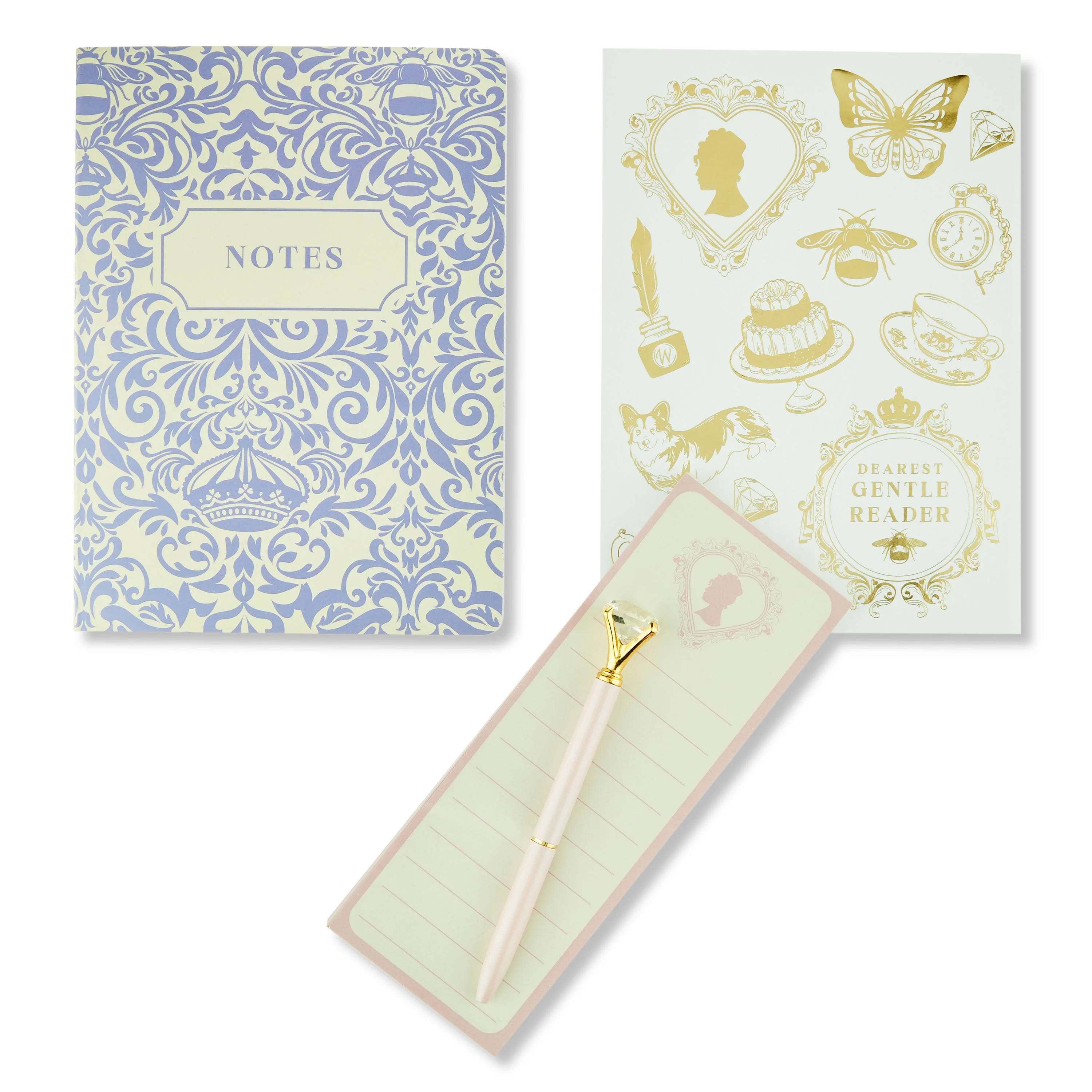 Bridgerton Stationery Set, Fresh Florals, Notebook, Pen, Stickers, List Pad, Purple, Paper, Netfl... | Walmart (US)