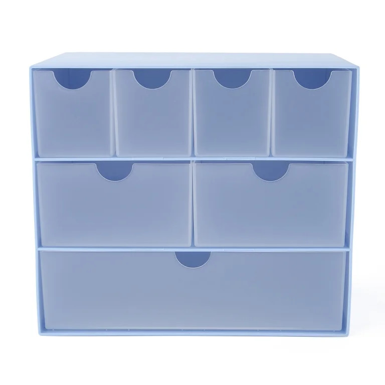 Pen+Gear Plastic 7-Drawer Desk Organizer and Storage Box, Blue | Walmart (US)