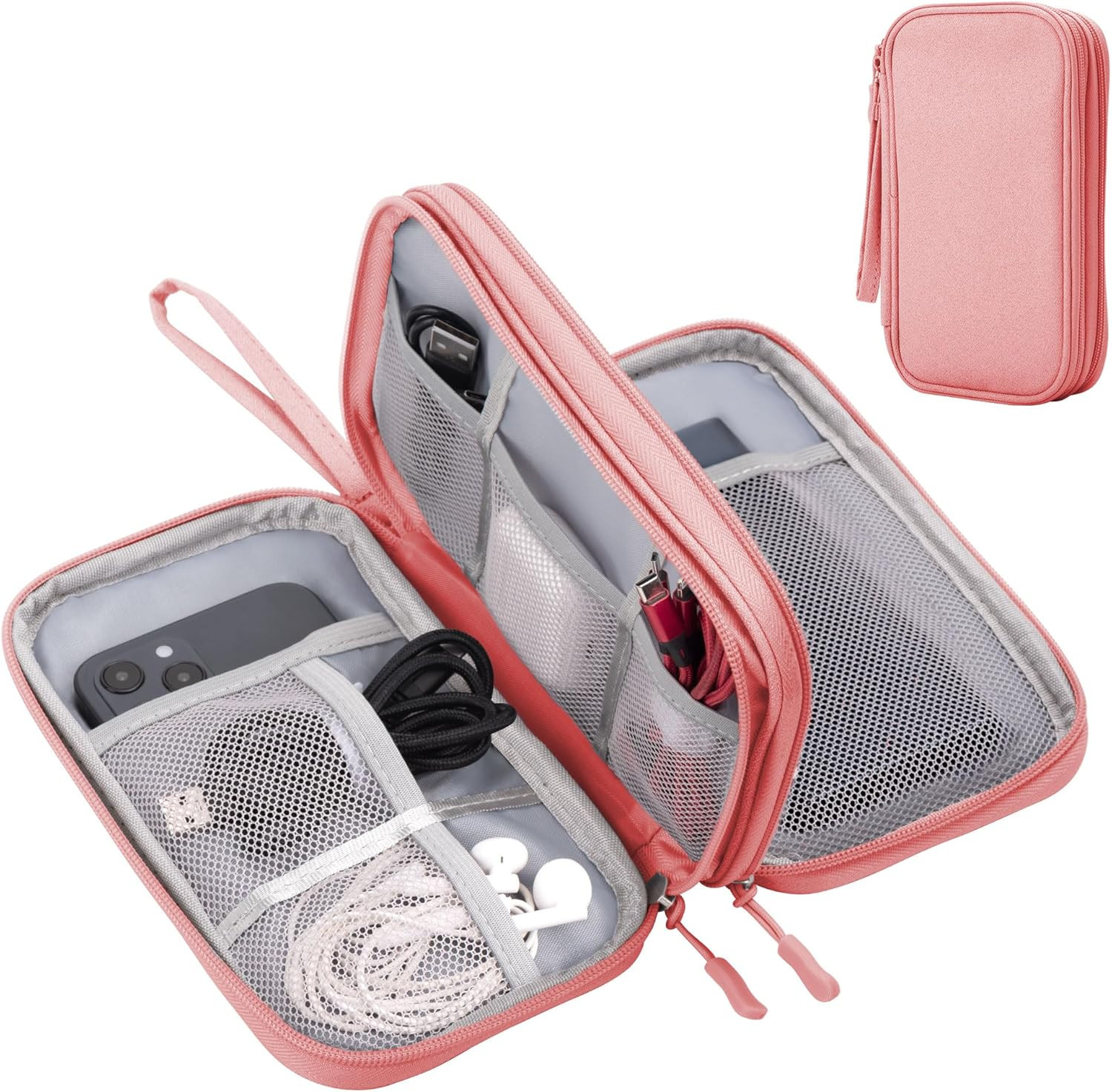 Arae Elektronik Zubehör Organizer, Kabeltasche Travel Essentials, Doppelschicht Reise Kabel Tasc... | Amazon (DE)