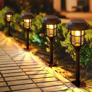 Solar Pathway Lights Outdoor, Bright Solar Lights Outdoor, Black (8-Pack) | The Home Depot