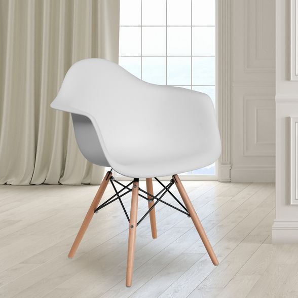 Flash Furniture Alonza Series Plastic Chair with Arms and Wooden Legs | Target