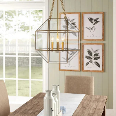 3 - Light Clear Glass Geometric Octagonal Pendant Light | Wayfair North America