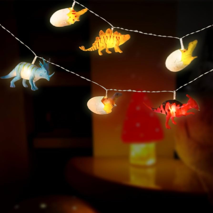 Hoolight Dinosaur Lights,12Led 8ft Dinosaur String Lights Boys Room Decor Christmas,Party,Battery... | Amazon (US)