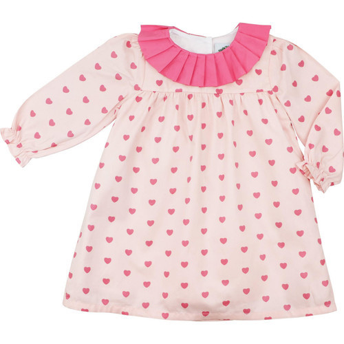Pink Heart Print Pleated Collar Dress | Cecil and Lou