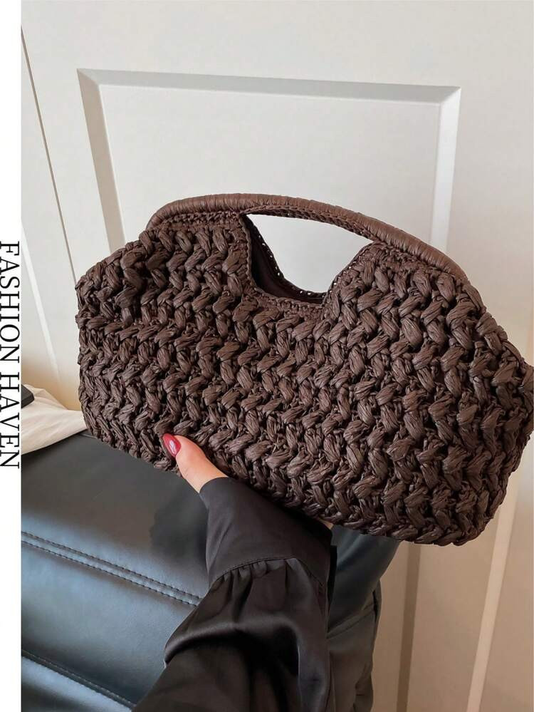 Casual Vintage Clip Shell Bag For Women Designer Lady Handbags Elegant Handmade Summer Beach Bag | SHEIN