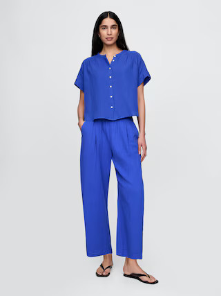 Cotton Gauze Easy Barrel Pants | Gap (US)