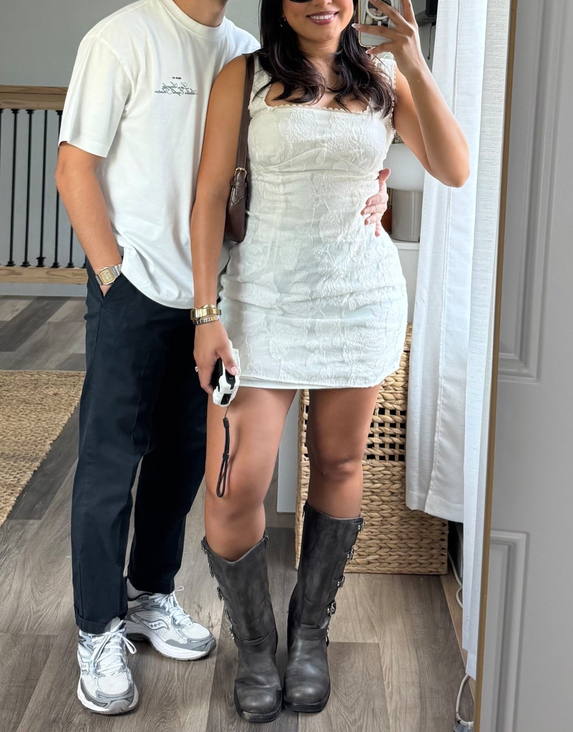 Coffee shop date OOTD 🤎👜 #fall #outfit #boots #dress 