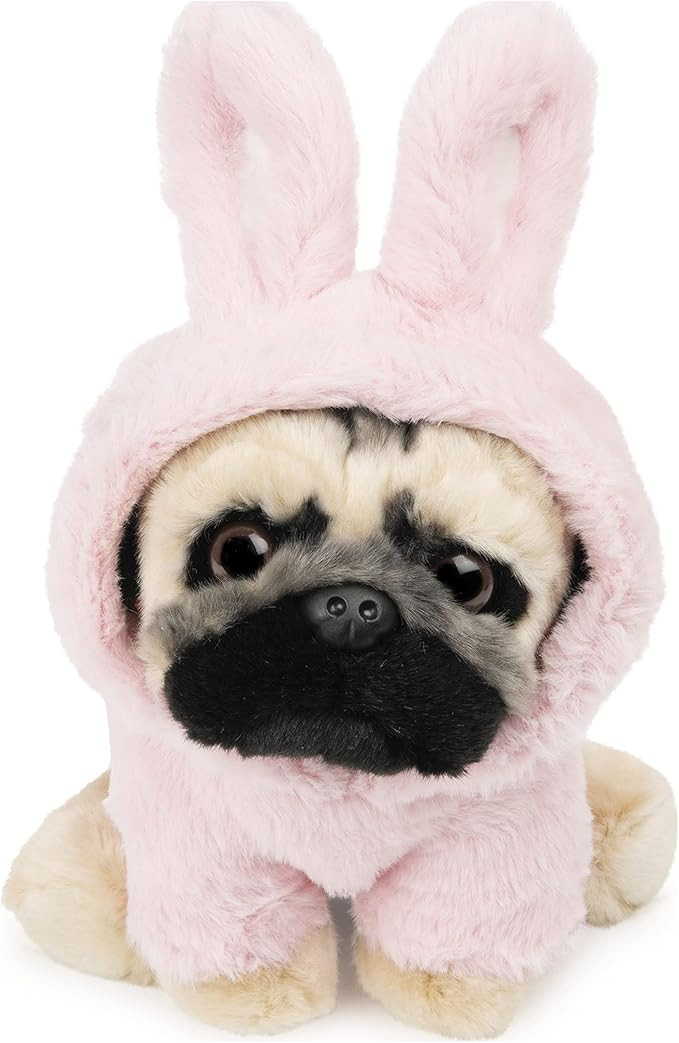 GUND Doug The Pug Fuzzy Pink Bunny Hoodie Doug Plush Stuffed Animal, Pink, 9” | Amazon (US)