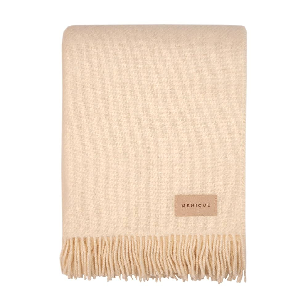 menique Wool Blanket Milan 125x180 cm Natur, Dicke Decke Plaid Extra Fine Fall Blanket | Amazon (DE)