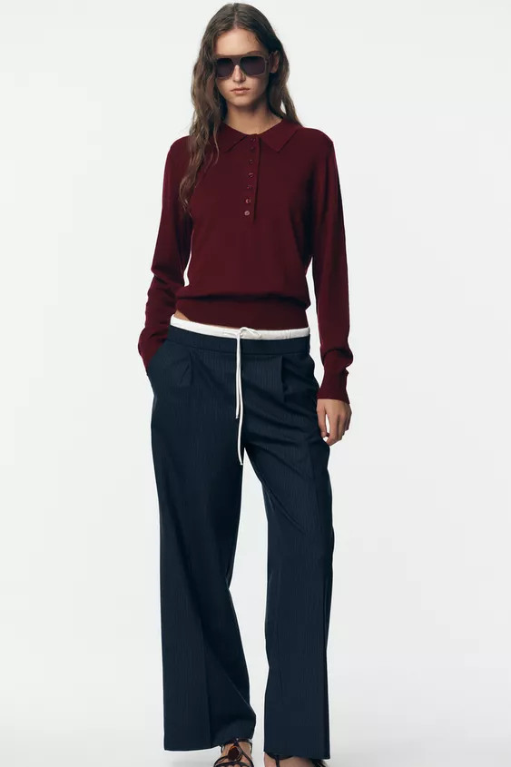 PLAIN KNIT POLO SWEATER | Zara US