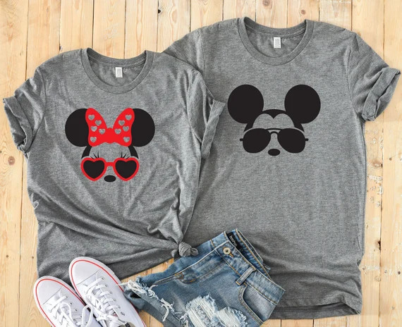 Minnie and Mickey Sunglasses Shirts - Disney Couples Shirt - Minnie with Heart Sunglasses - Micke... | Etsy (US)