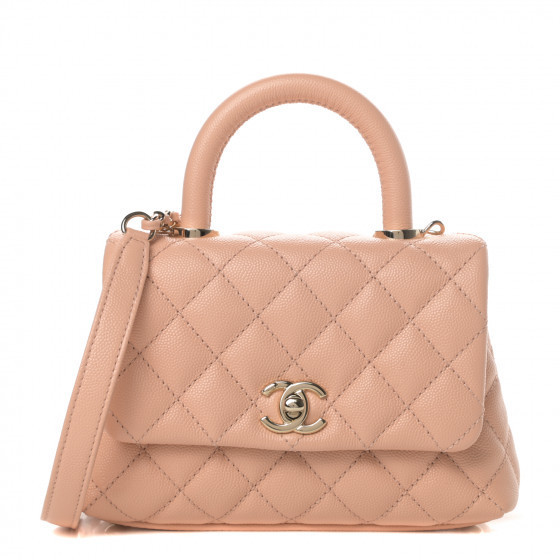 CHANEL Caviar Quilted Extra Mini Coco Handle Flap Rose Clair | Fashionphile