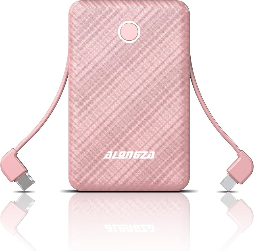 Alongza Small Portable Charger 6000mAh Power Bank with Built in Cables Ultra Slim Battery Pack Li... | Amazon (US)