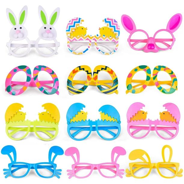 Fun Little Toys 12 Pcs Easter Party Glasses, Easter Bunny Ears, Chick, Eggs Glasses for Kids, Fun... | Walmart (US)