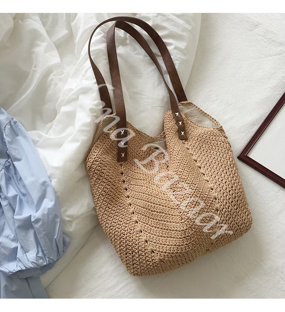 Retro Cotton Knitted Shoulder Bag Hand Woven Fashion Casual - Etsy | Etsy (US)