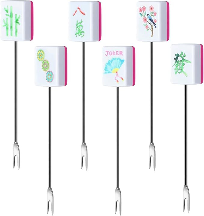 6 Pcs Mahjong Gifts Cocktail Picks for Drinks Mahjong Themed Cocktail Toothpicks Stainless Steel ... | Amazon (US)