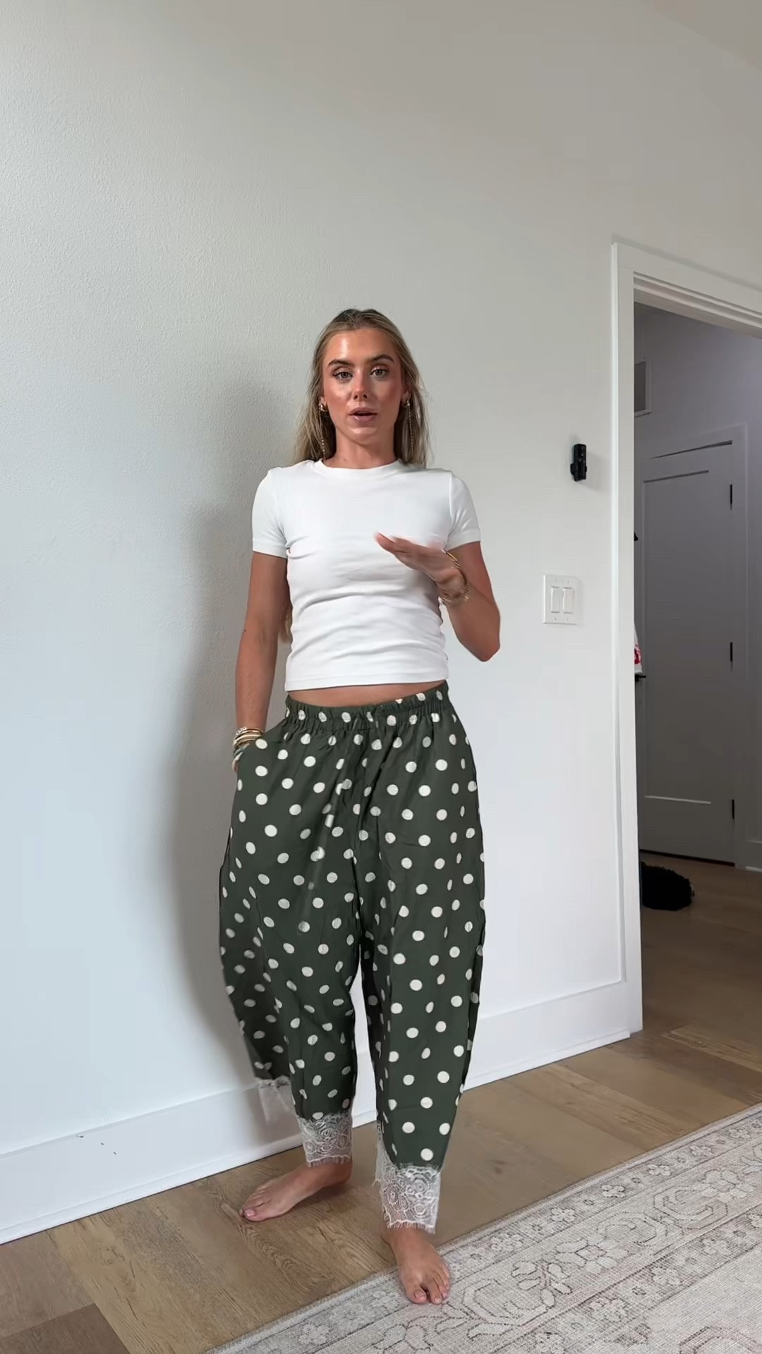 Amazon size small Athlisan Womens Polka Dot Wide Leg Palazzo Pants High Waisted Summer Lace Trim Cropped Baggy Trousers with Pockets

#LTKootd #LTKTravel #LTKSaleAlert
