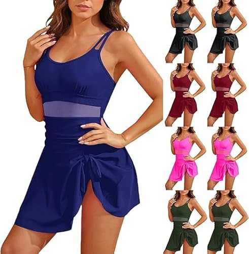 One Piece Swimsuit Women Sexy Swimdress for Women Tummy Control One Piece Swimsuit Vacation Sexy Mesh Bow Knot Bathing Suit Beach Swimwear | Amazon (US)