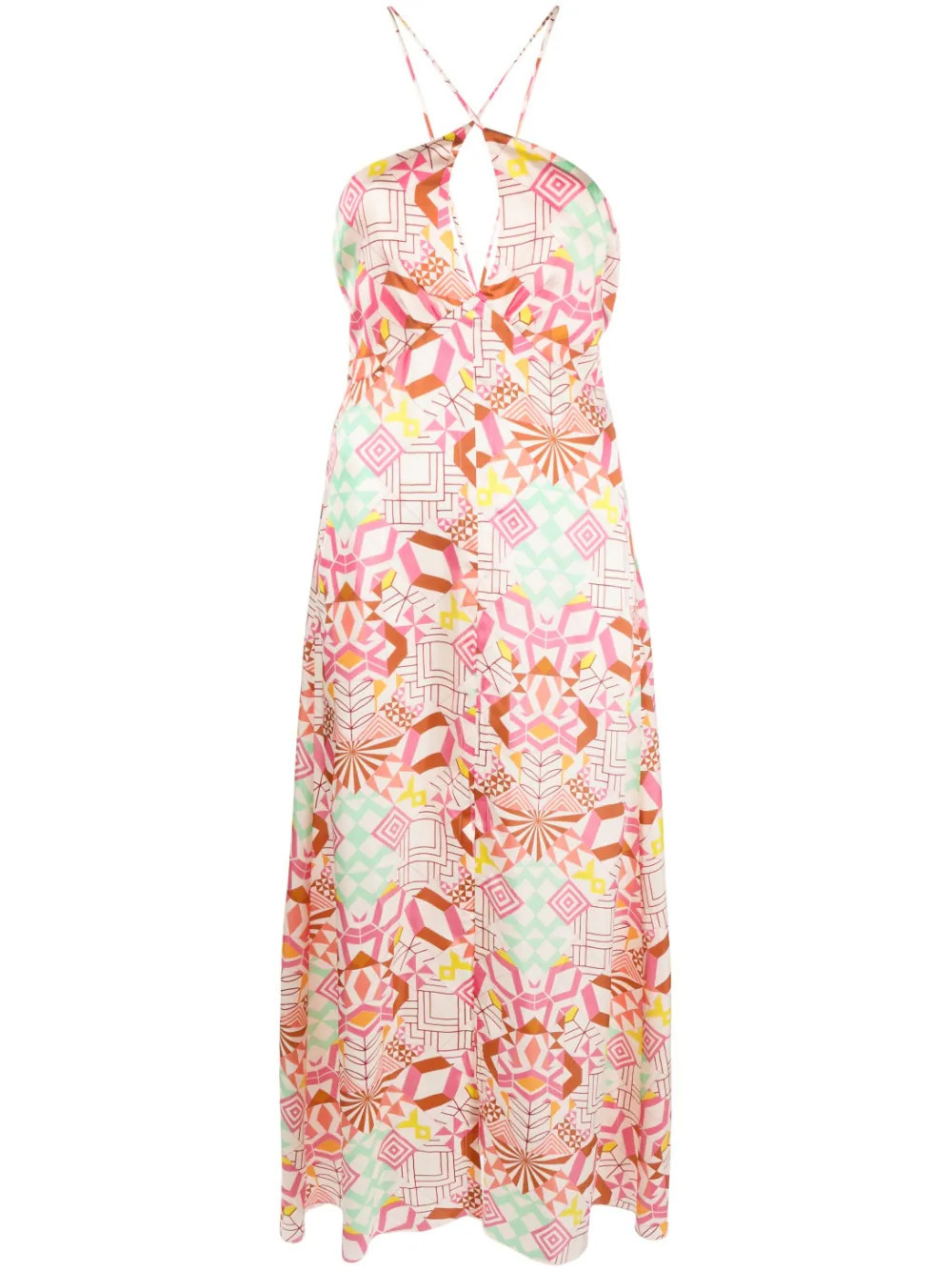 geometric-pattern midi dress | Farfetch Global