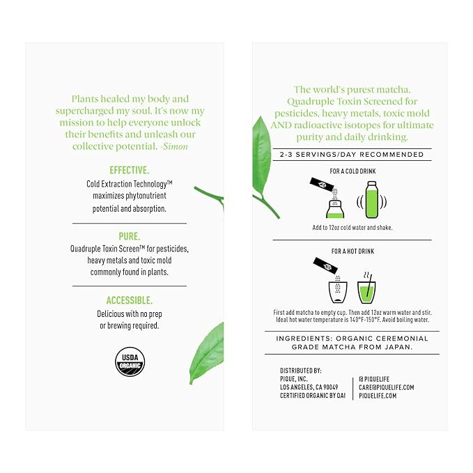 Pique Organic Sun Goddess Matcha - Ceremonial Grade Matcha Green Tea Powder, Supports Radiant Ski... | Amazon (US)