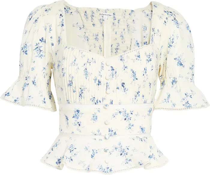 Reformation Daphne Floral Peplum Top | Nordstrom | Nordstrom