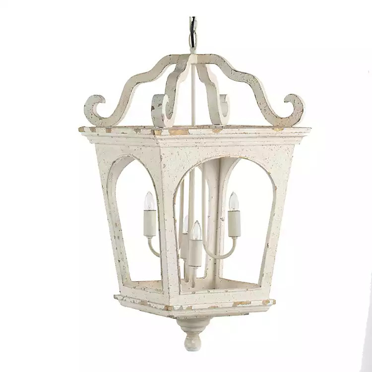 New! Distressed White Carriage Pendant Light | Kirkland's Home