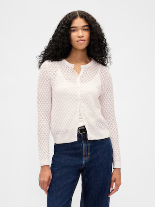 CashSoft Stretch Pointelle Cardigan | Gap (US)