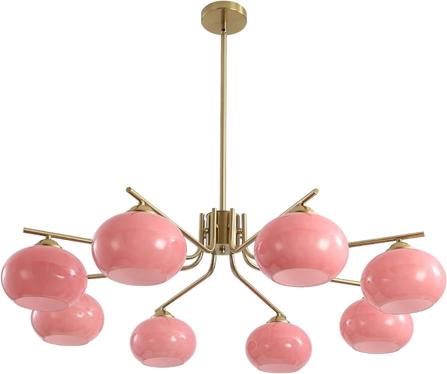 KCO Lighting 8 Lights Bubble Chandelier Pink Modern Pendant Light Kitchen Island Brushed Brass Ch... | Amazon (US)