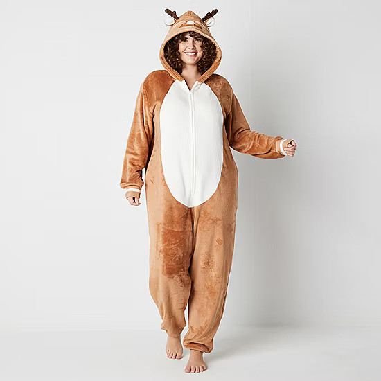 new!North Pole Trading Co. Reindeer Family Unisex Adult Plus Long Sleeve One Piece Pajama | JCPenney