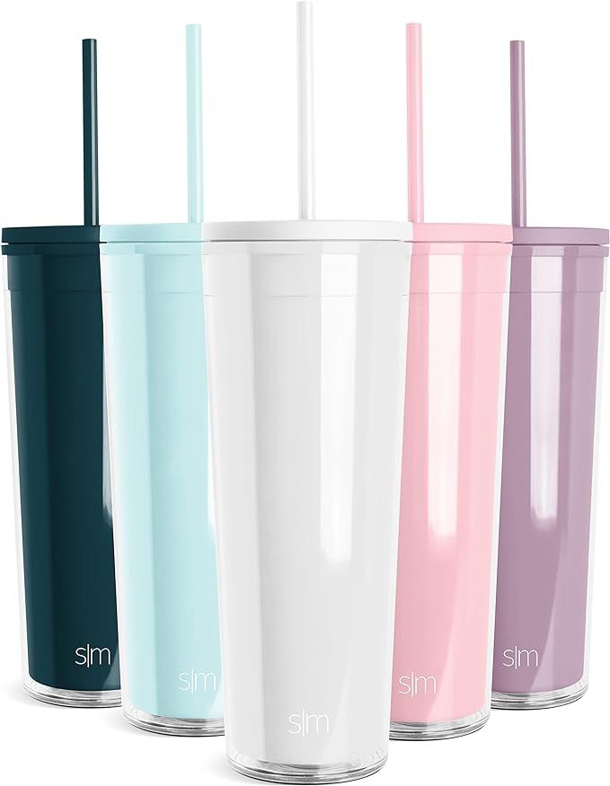 Simple Modern Plastic Tumbler with Lid and Straw | Reusable BPA Free Iced Coffee Cups Double Wall... | Amazon (US)