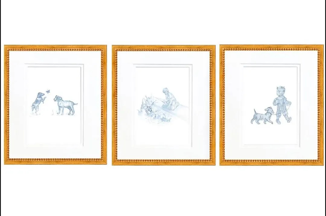 Snips and Snails Toile Hand Painted Watercolor Print With Mat- Best Friends - Etsy | Etsy (US)