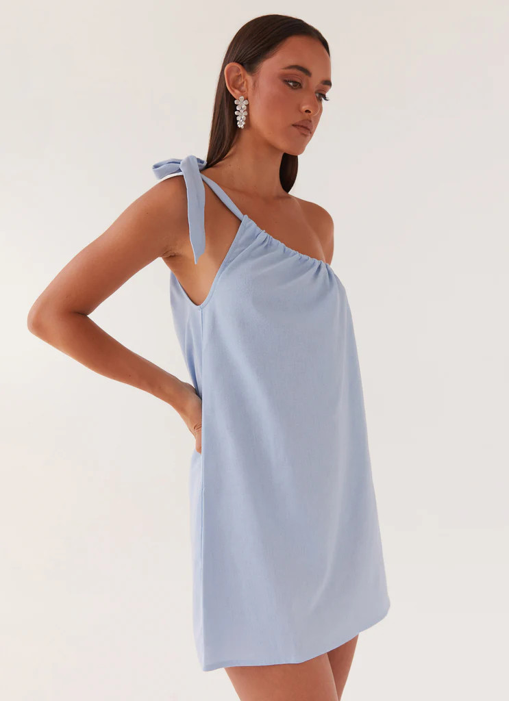 Peppermayo Exclusive -  Art Of Waves Linen Mini Dress - Cerulean | Peppermayo (Global)
