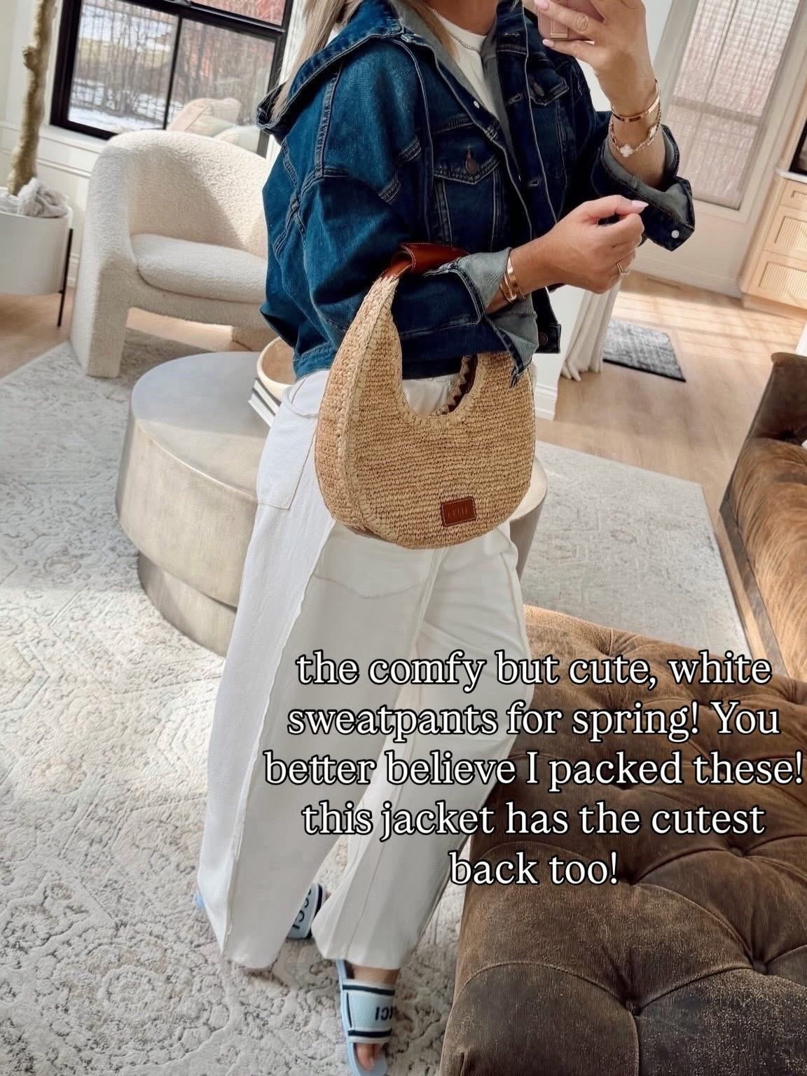 Spring outfit I keep reaching for 🤍
This denim jacket works like true outerwear. Super well made and comes in a lighter wash too. I’m in a small but could’ve done an XS.
These pants are a must🤍. Basically my favorite jumpsuit turned into full-length pants. So good for spring and vacation. I’m in a small. 5 colors. 


Spring. Denim jacket. Straw bag. Sandals. Vacation outfits beach. Resort wear 2026. Spring outfits. 

#LTKSeasonal #LTKootd