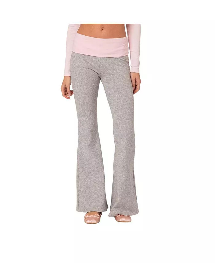 Edikted Women's Molly contrast flared leggings - Macy's | Macy's