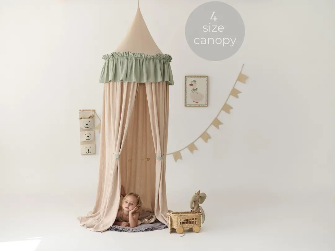 Kids Bed Canopy, Crib Canopy, Cotton Bed Canopy, Reading Corner Canopy, Fringe Bed Canopy, Nurser... | Etsy (US)
