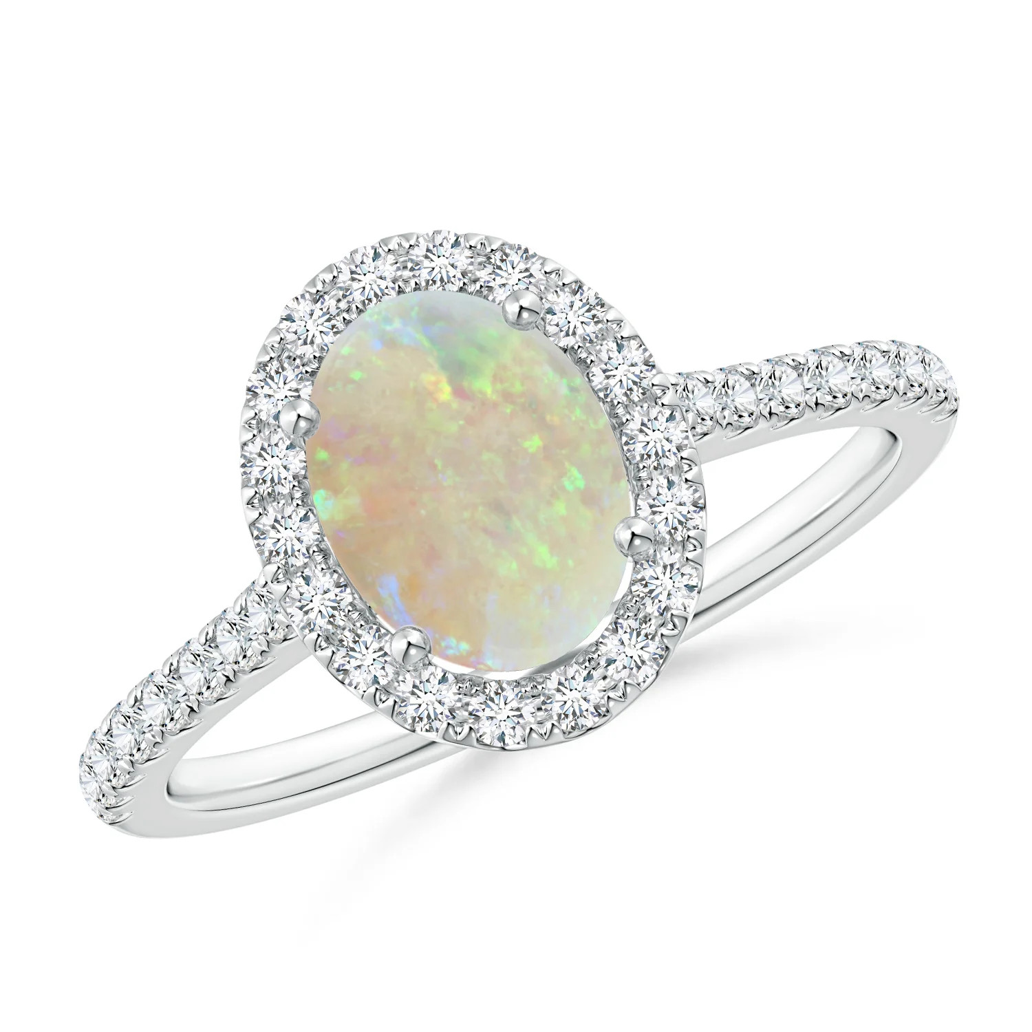 Oval Opal Halo Ring with Diamond Accents | Angara