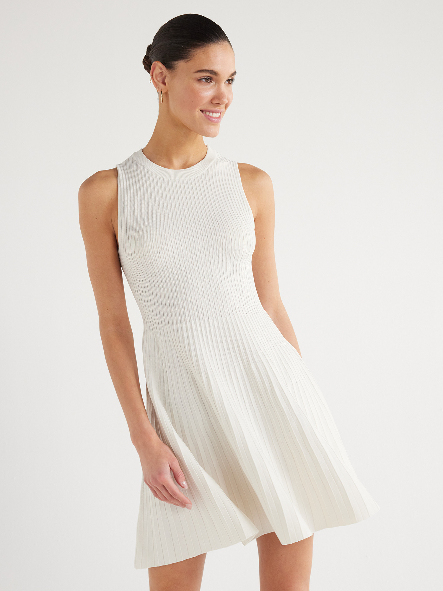 Scoop Women's Sleeveless High Neck Solid Mini Sweater Dress, Sizes XS-XXL | Walmart (US)