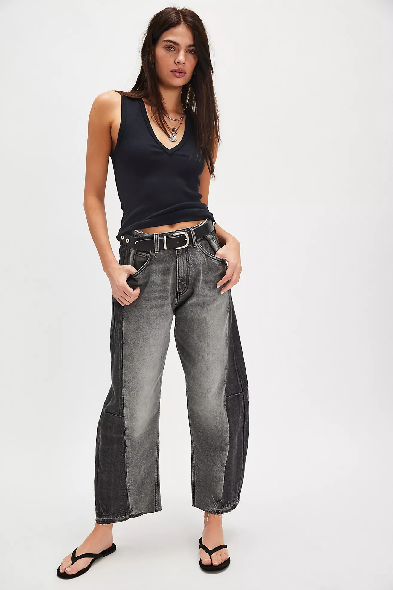 Lee Rider Low-Slung Barrel Jeans | Free People (Global - UK&FR Excluded)