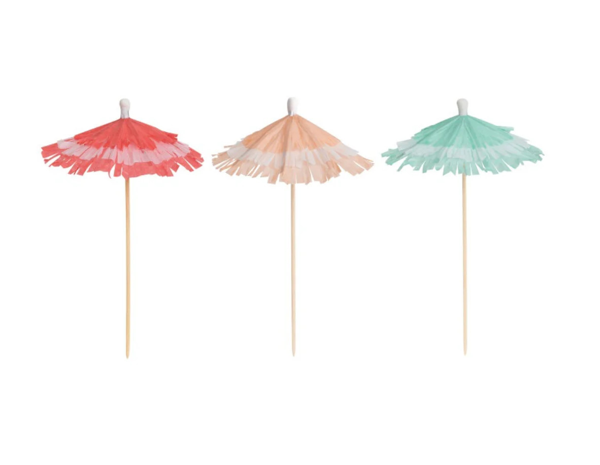 Poolside Summer Fringed Paper & Birch Drink Umbrellas | Get Gatherings