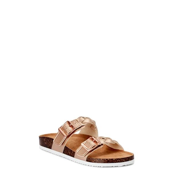 Time and Tru Women’s Braided Two Band Footbed Slide Sandals | Walmart (US)
