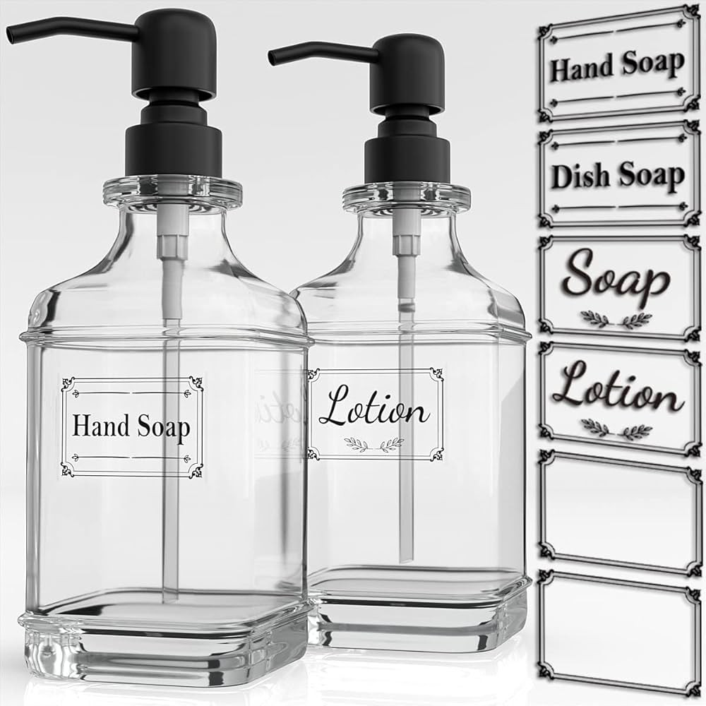 GLADPURE Soap Dispenser - 2 Pack, 18 Oz Antique Design Thick Glass Hand Soap Dispensers; with 304... | Amazon (CA)