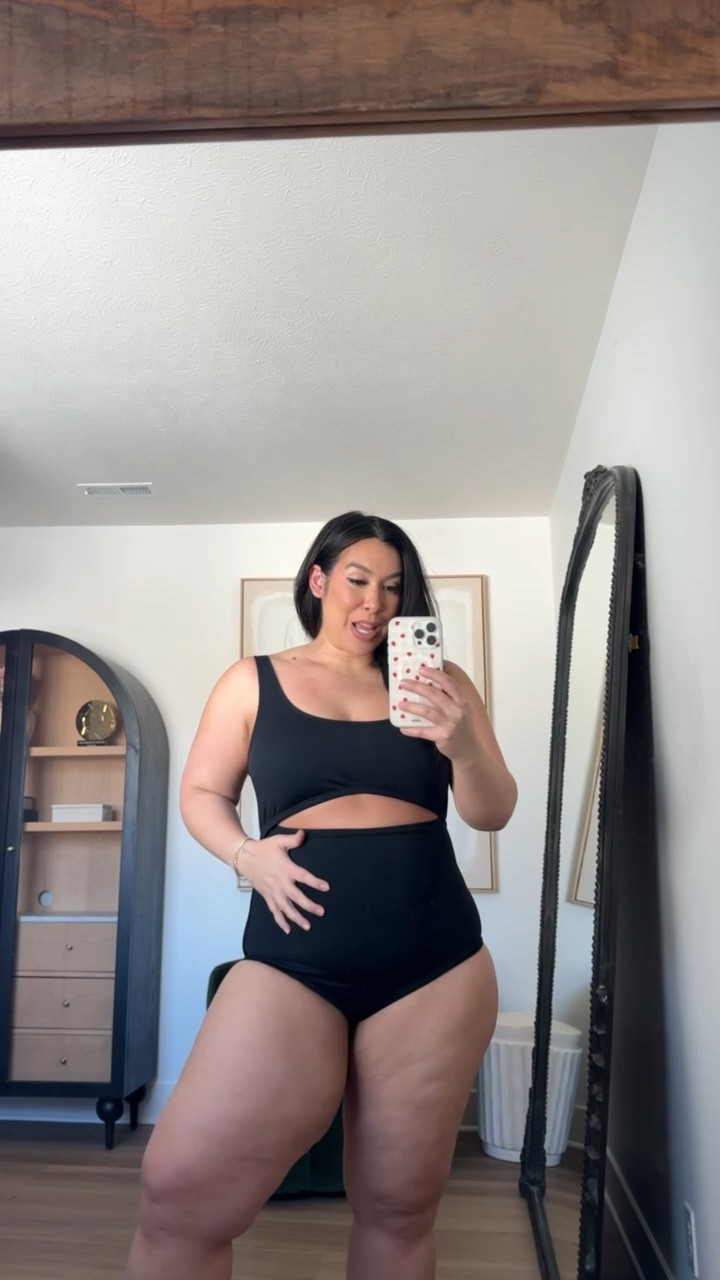 Built in tummy panel, the coverage, the rise -this one piece is AMAZING! The cut-out is super spicy 🖤🤍 Spanx haul | Midsize curvy swim finds for spring, summer, & your next vacation! 
-
-
-
Spanx, Midsize, Swim, Swim skirt,  Swimsuits, Midsize swimsuit, Bikini, One Piece, Summer, Vacation, Spring Break, Travel, @Spanx 

#LTKSeasonal #LTKSwim #LTKMidsize