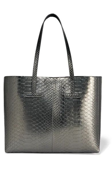 TOM FORD - T Small Metallic Python Tote - Anthracite | NET-A-PORTER (US)