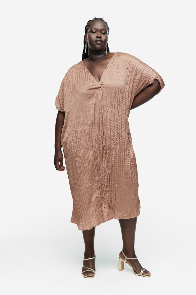 Pleated Tunic Dress - Beige - Ladies | H&M US | H&M (US + CA)