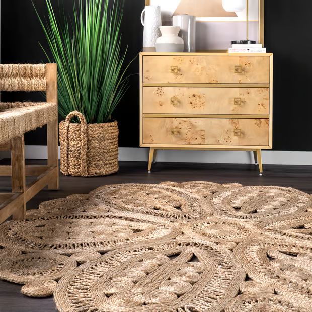 Natural Braided Floral Blossom Area Rug | Rugs USA