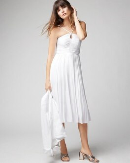 Keyhole Satin Midi Dress | White House Black Market